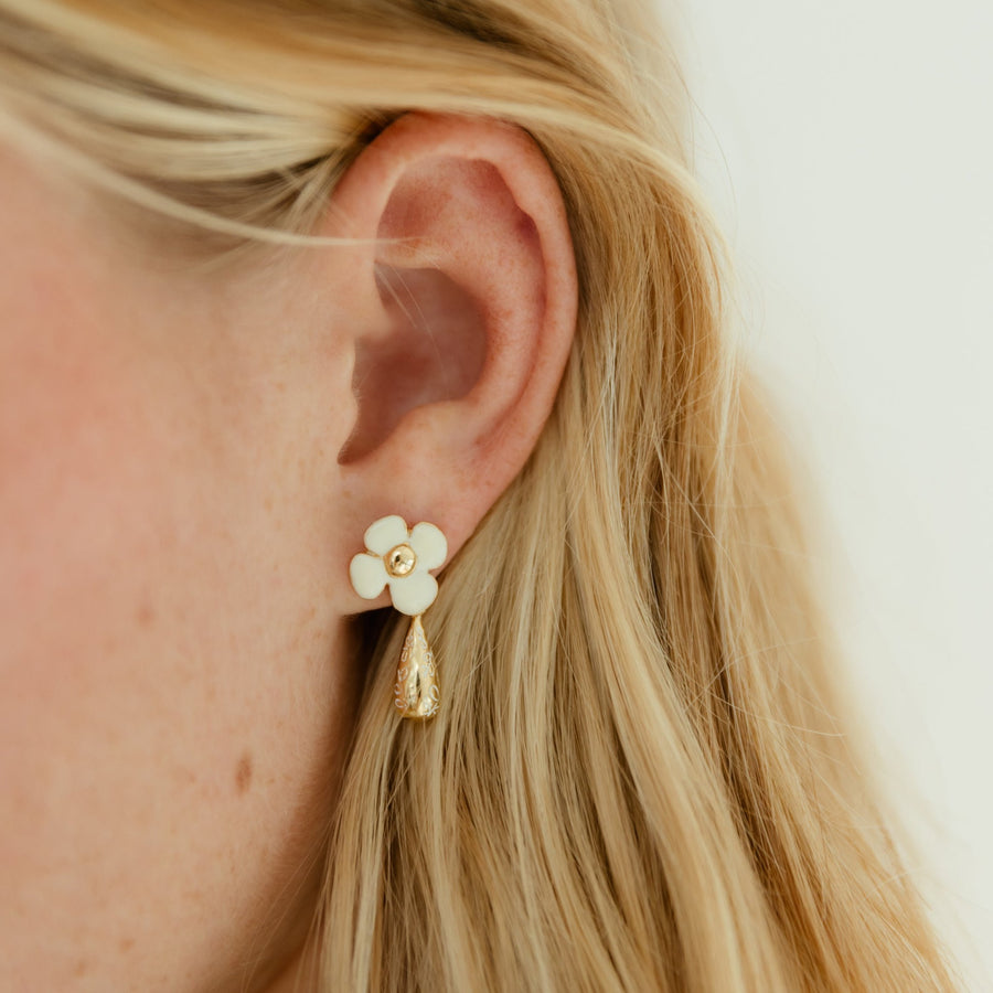 Boucles d'oreilles à perle Poppy - Ivoire