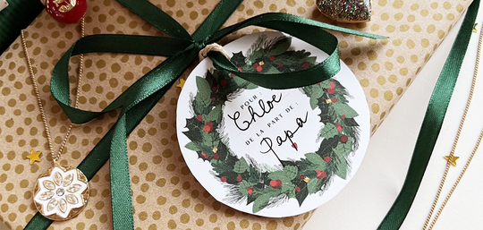 Gift Tag - Couronne et Coeur de Noël