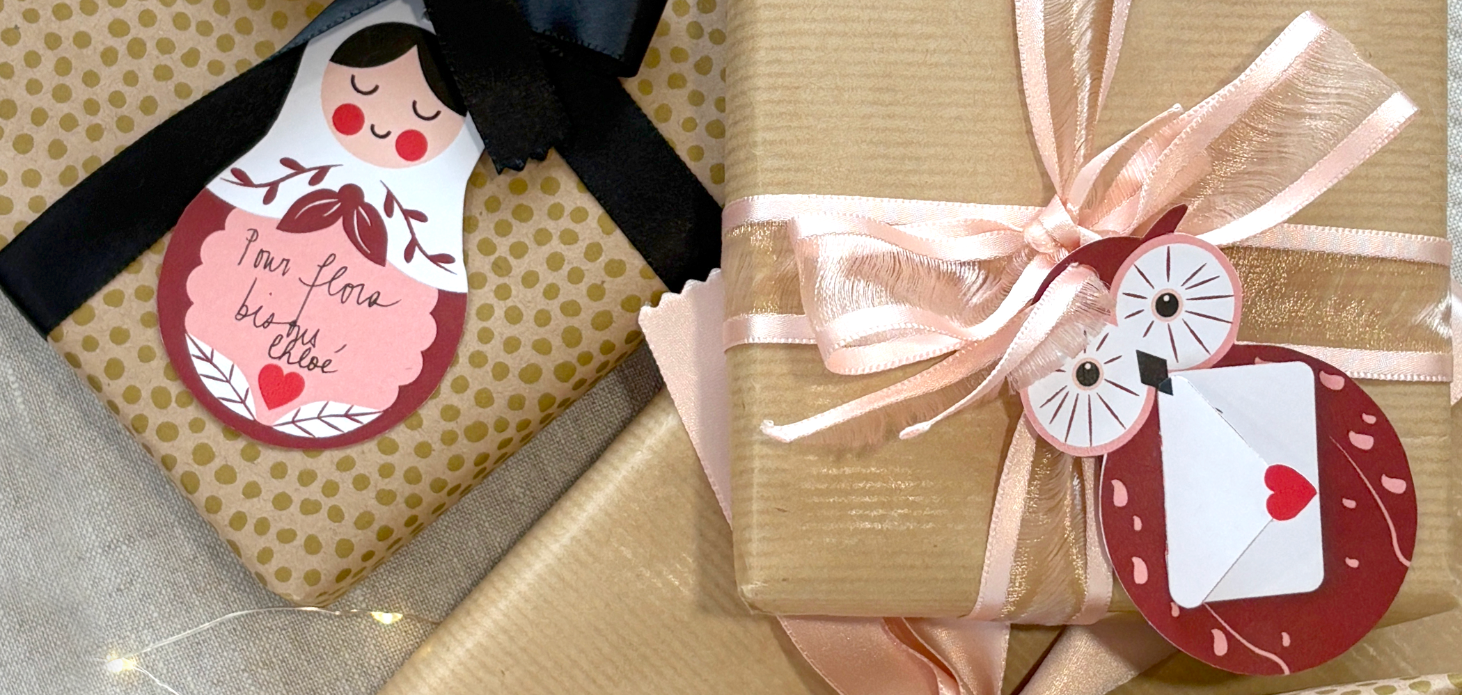 Gift Tag - Le duo Hibou & Matriochka