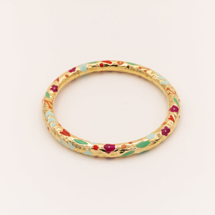Bracelet Galet Fleuri - Multicolore