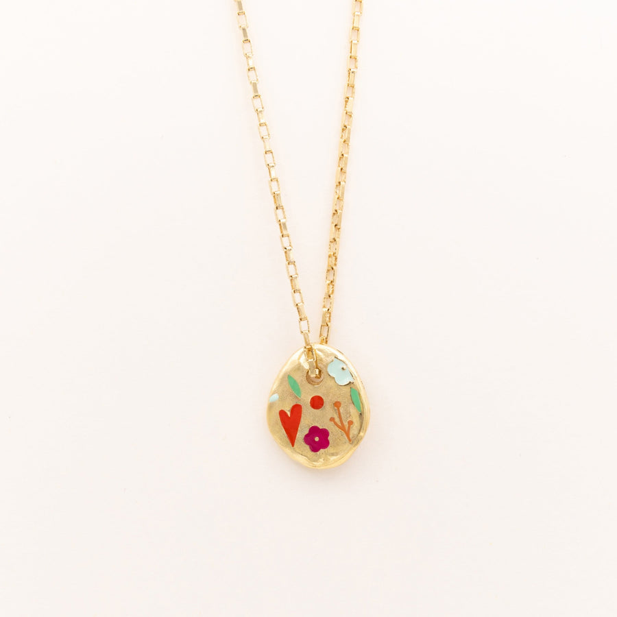 Collier Galet Fleuri - Multicolore