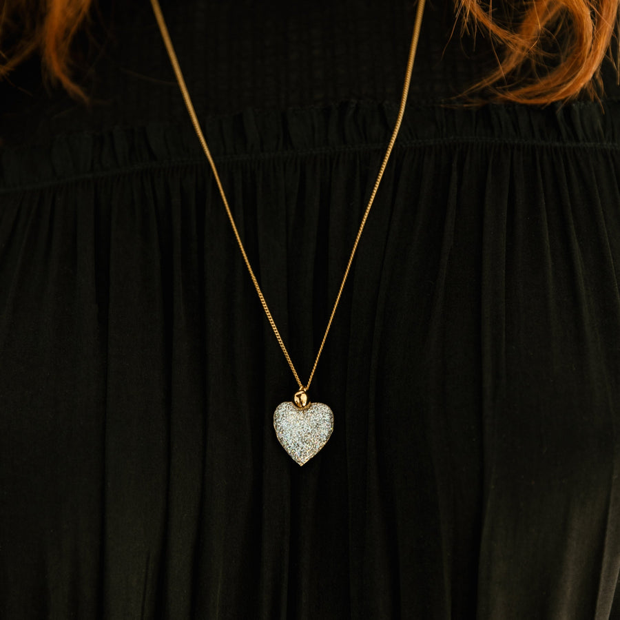 Locket Coeur Paillettes Silver