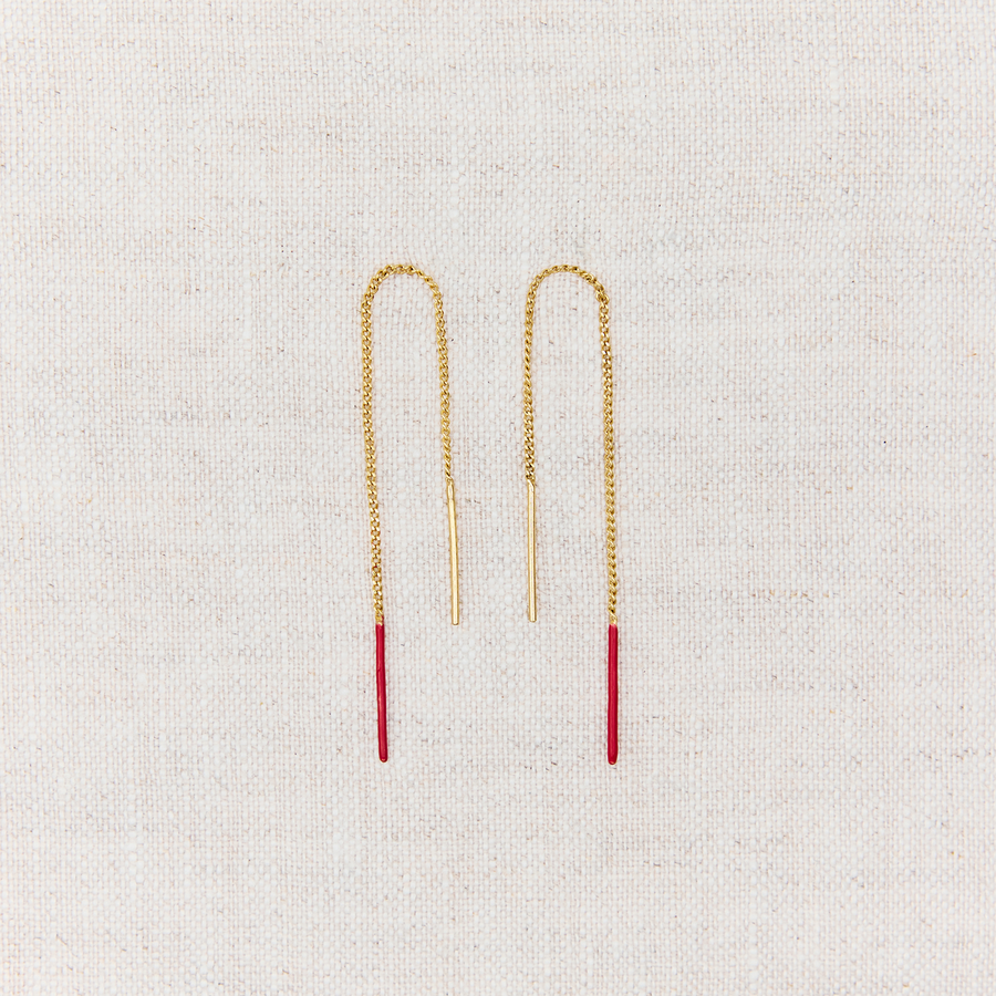 Boucles d'oreilles - Chaines & Couleur Rouge