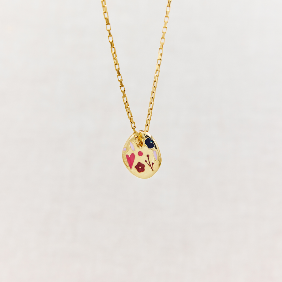 Collier Galet Fleuri - Cherry