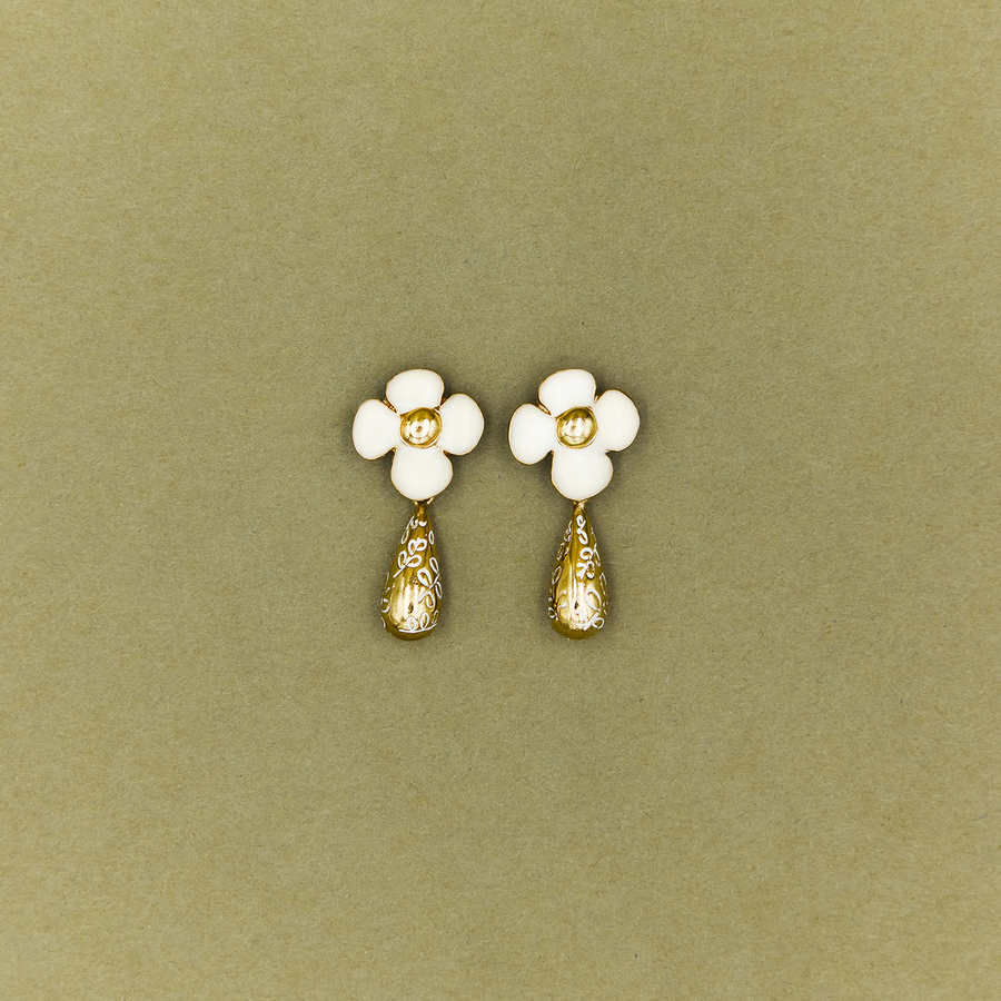 Boucles d'oreilles à perle Poppy - Ivoire