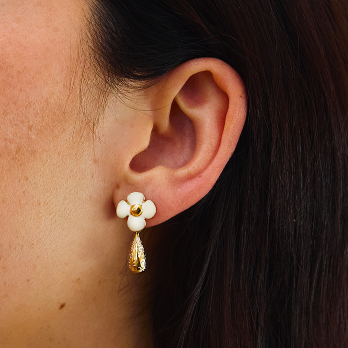Boucles d'oreilles à perle Poppy - Ivoire