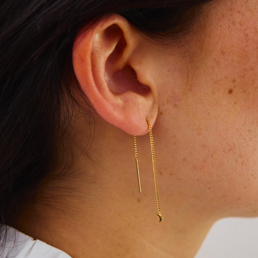 Boucles d'oreilles Asymétriques - Chaines Étoile & Lune