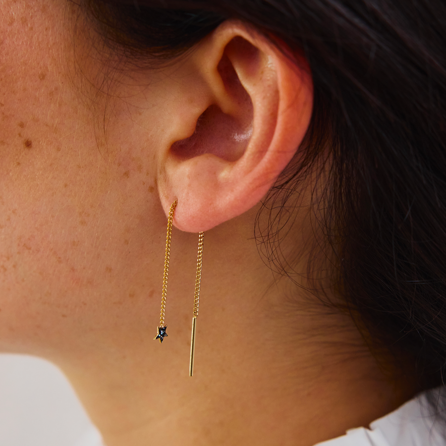 Boucles d'oreilles Asymétriques - Chaines Étoile & Lune