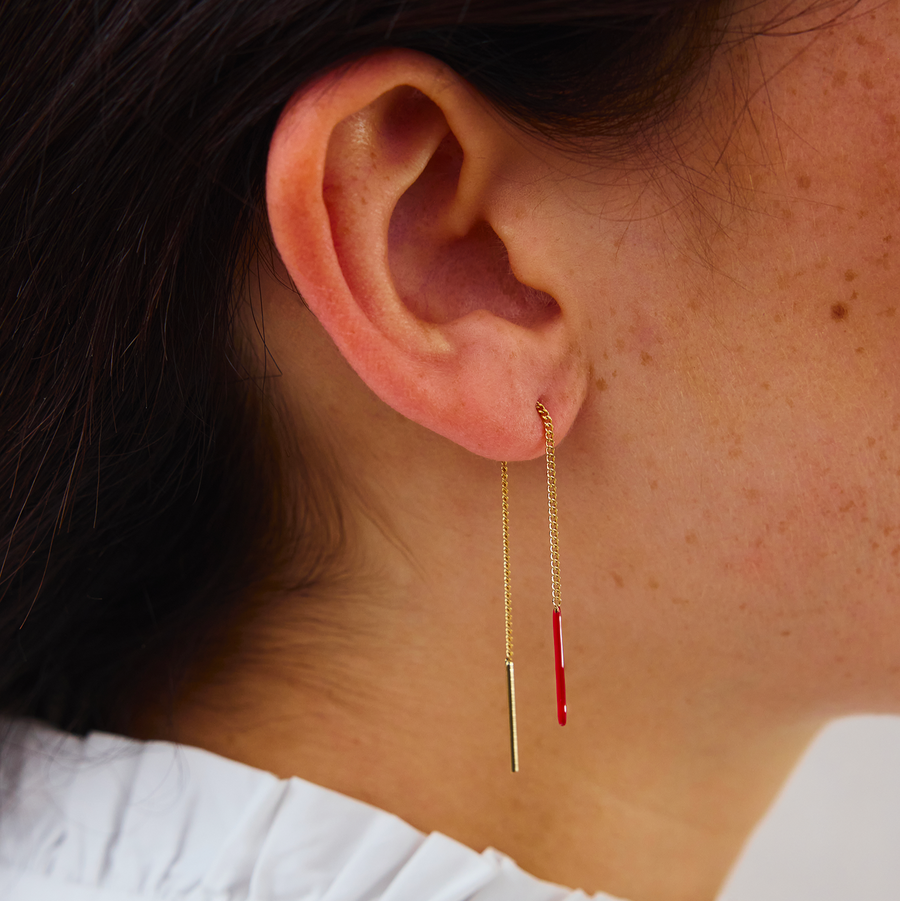 Boucles d'oreilles - Chaines & Couleur Rouge