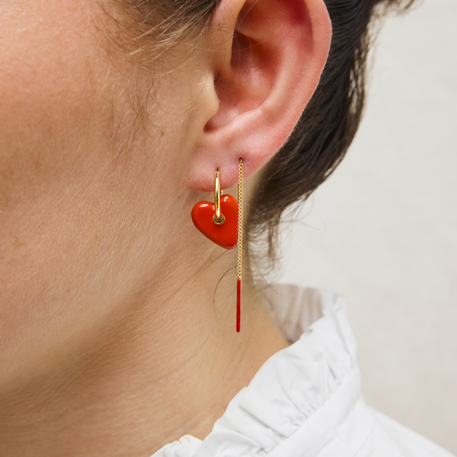 Boucles d'oreilles - Chaines & Couleur Rouge