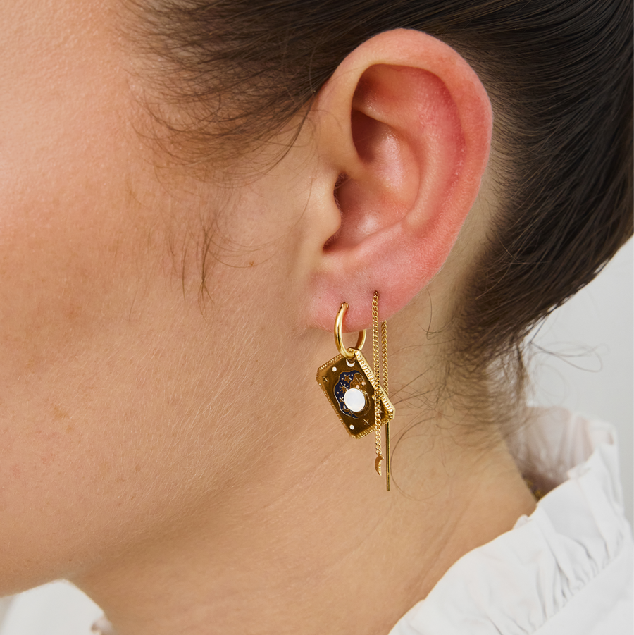 Boucles d'oreilles Asymétriques - Chaines Étoile & Lune