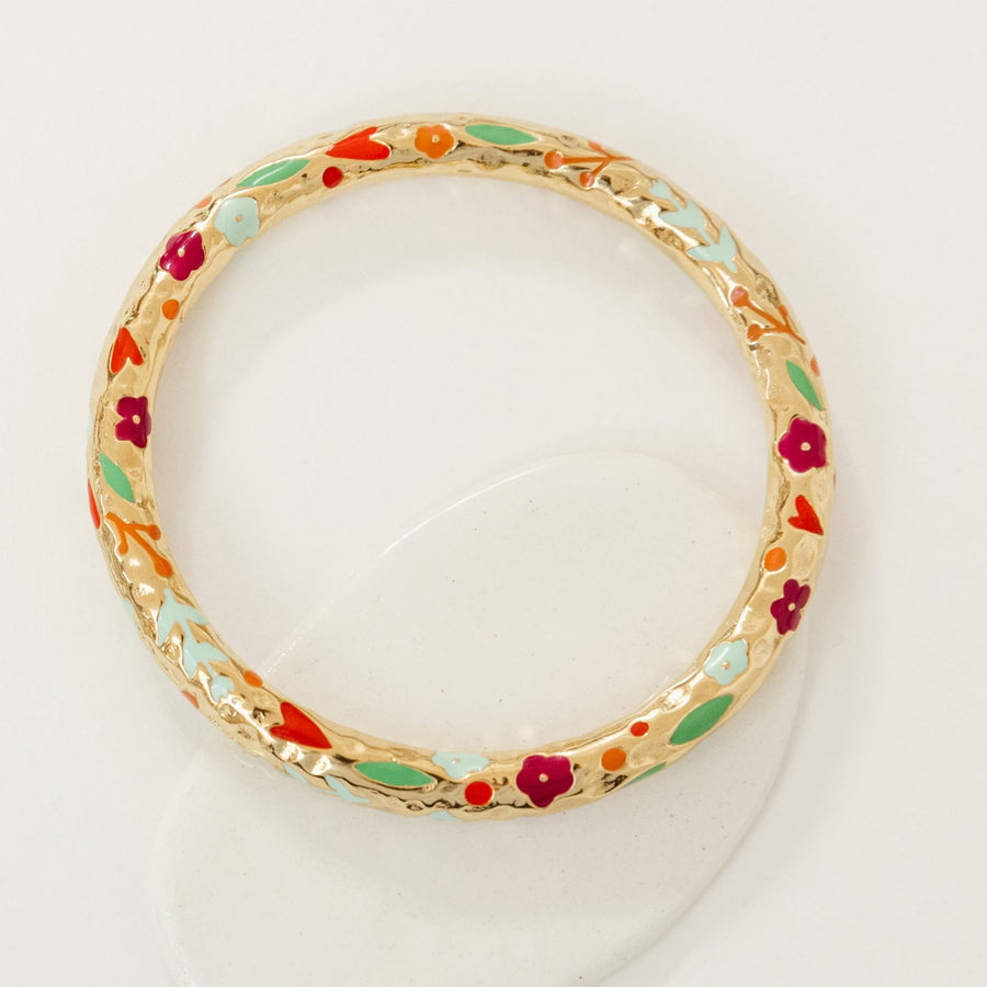 Bracelet Galet Fleuri - Multicolore