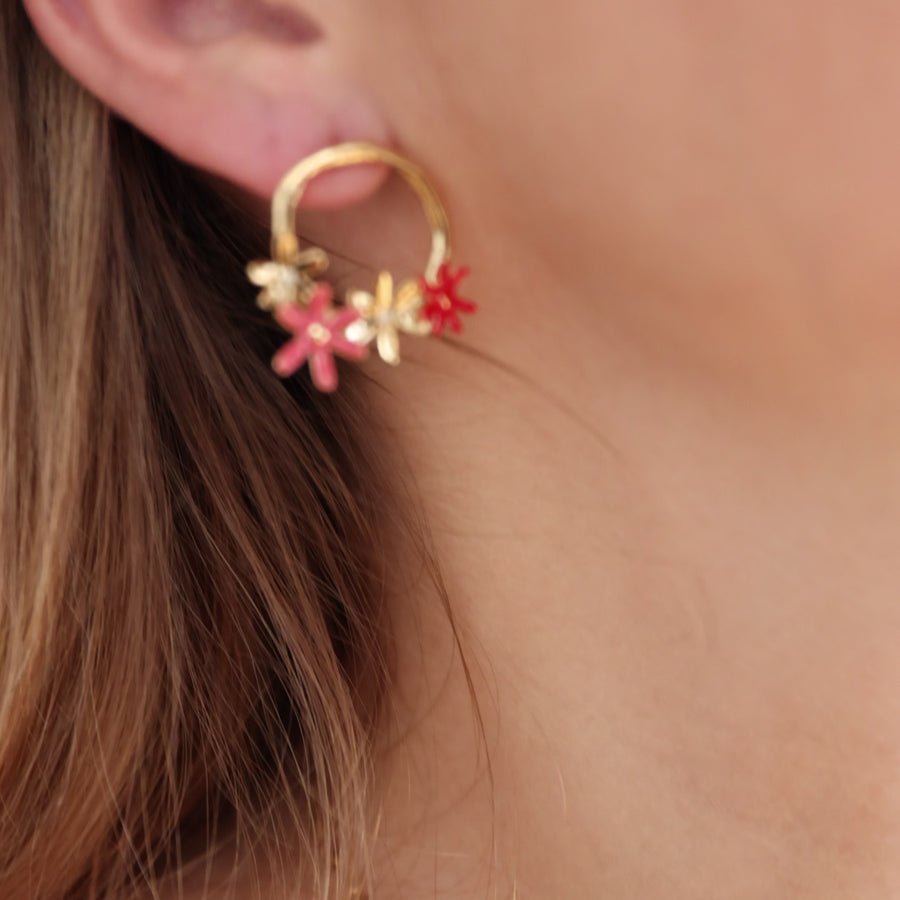 Boucles d'oreilles Floraison - Rouge