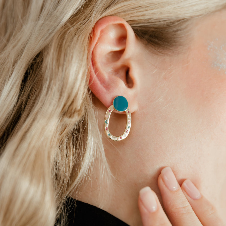 Boucles d'oreilles Ellipse Étoiles Multicolores