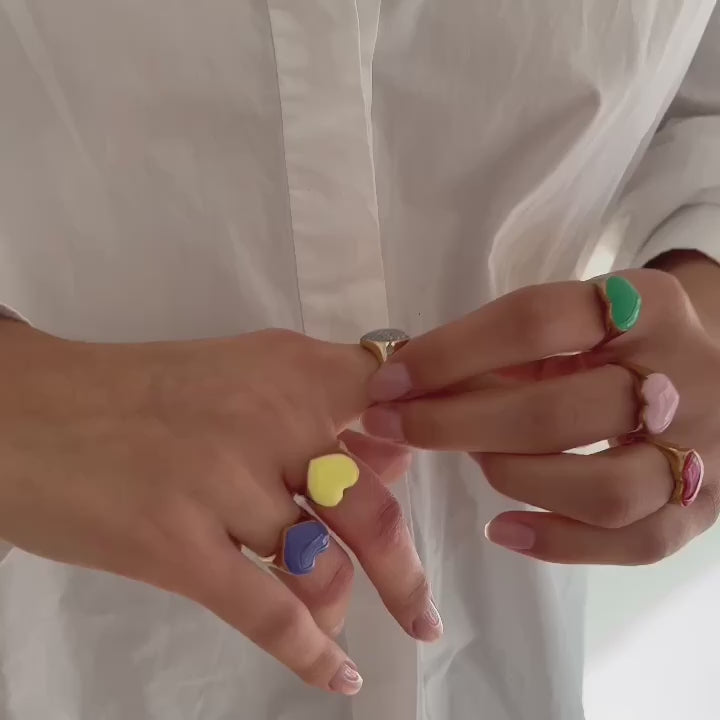 Bague Coeur Étoile - Paillettes Disco ♥