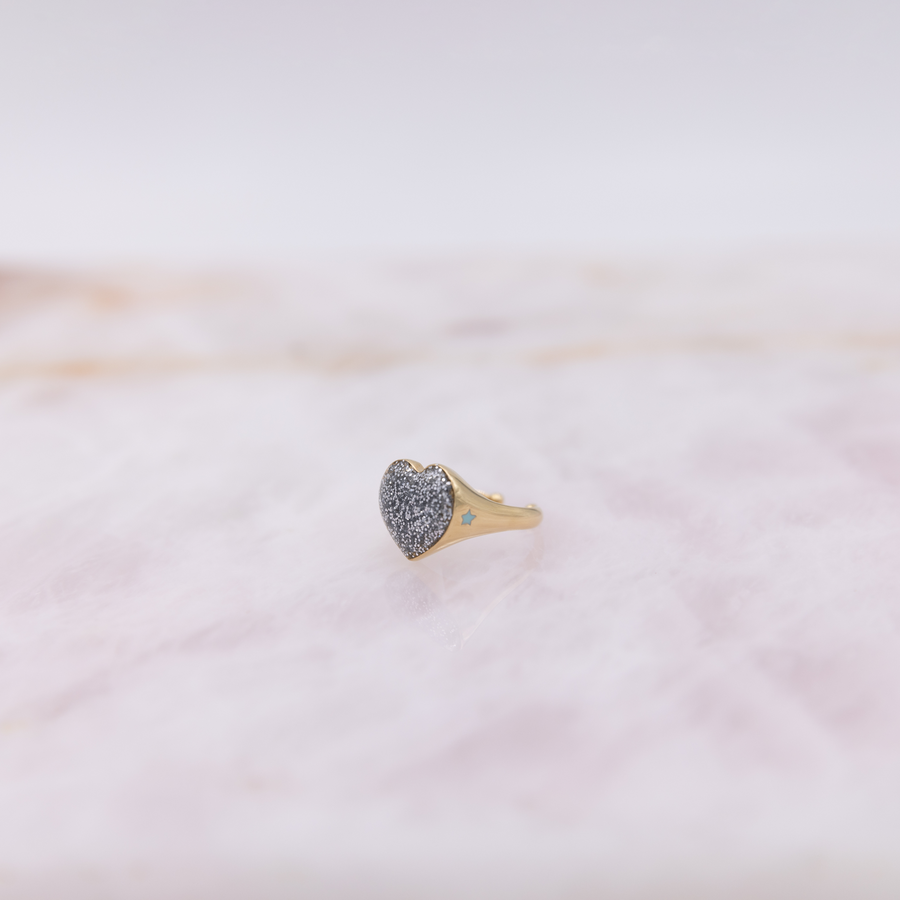 Bague Coeur Étoile - Paillettes Disco ♥