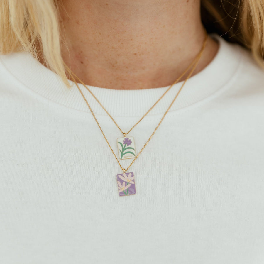 Collier médaillon Bloom - Fleurs Lilas