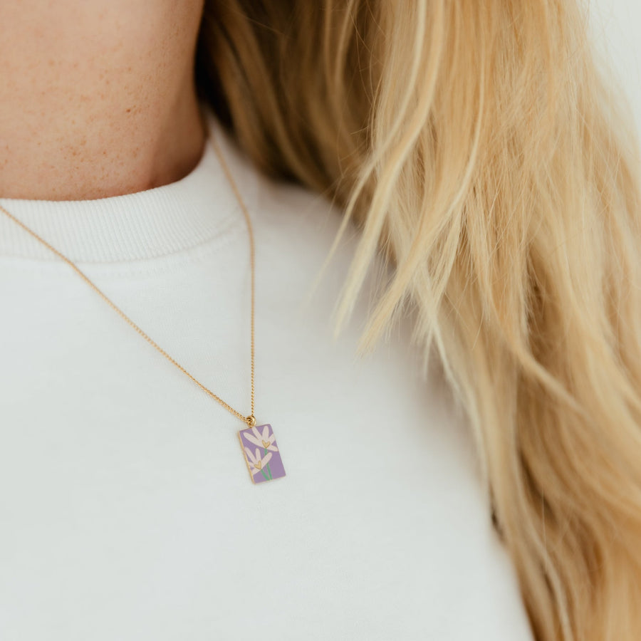 Collier médaillon Bloom - Fleurs Lilas