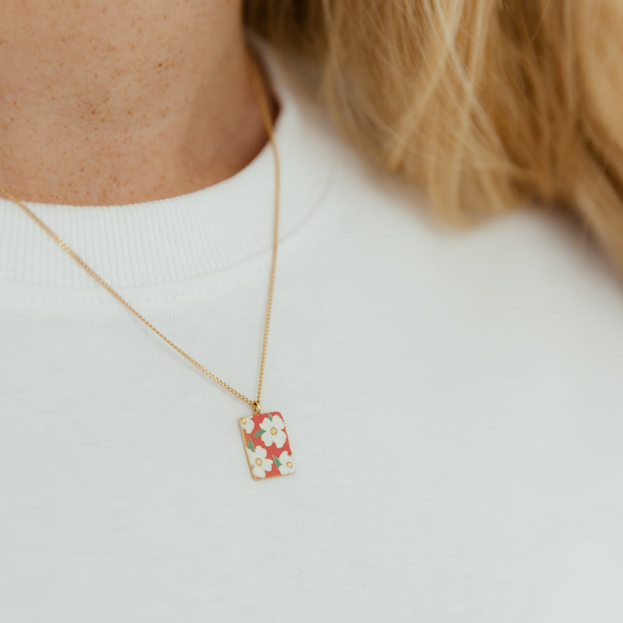 Collier médaillon Bloom - Fleurs Blanches
