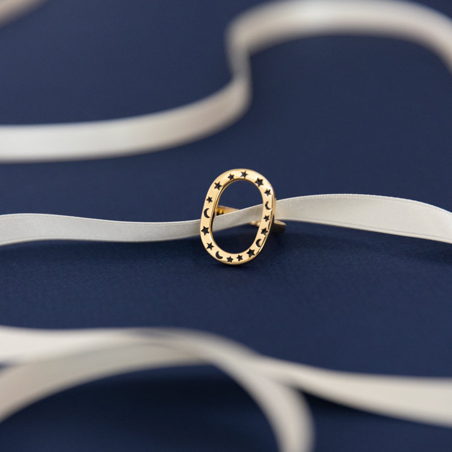 Bague Ellipse Étoiles Noires