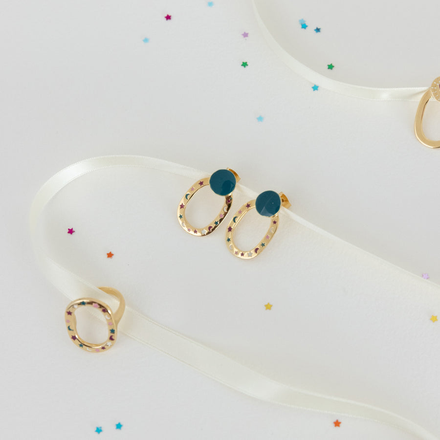 Boucles d'oreilles Ellipse Étoiles Multicolores