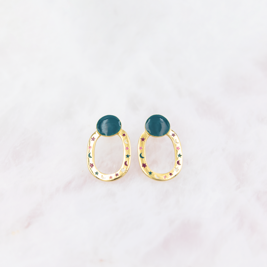 Boucles d'oreilles Ellipse Étoiles Multicolores