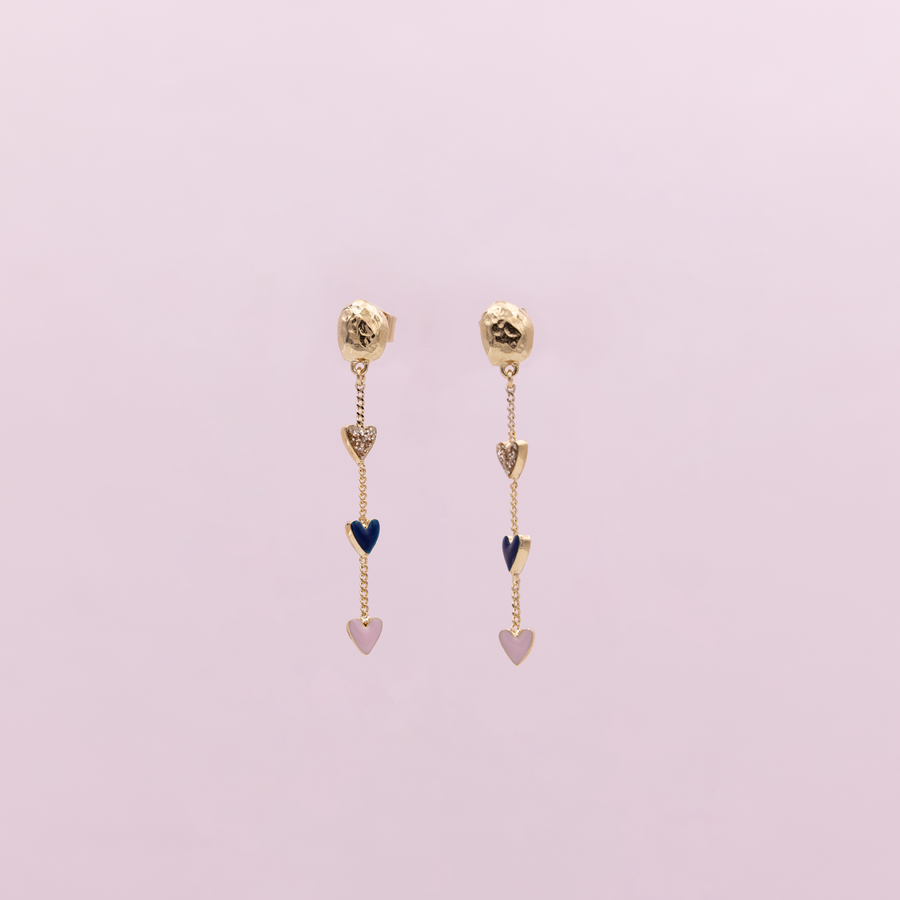 Boucles d'oreilles pendantes Mon Béguin - Bleues