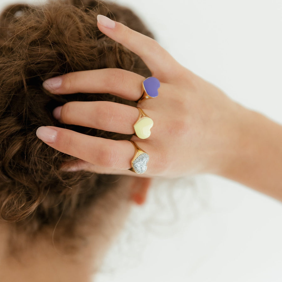 Bague Coeur Étoile - Paillettes Disco ♥