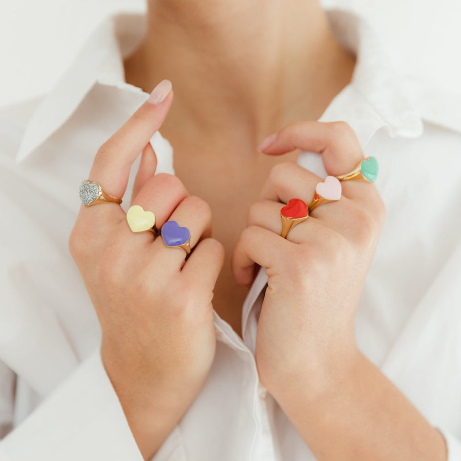 Bague Coeur Étoile - Paillettes Disco ♥